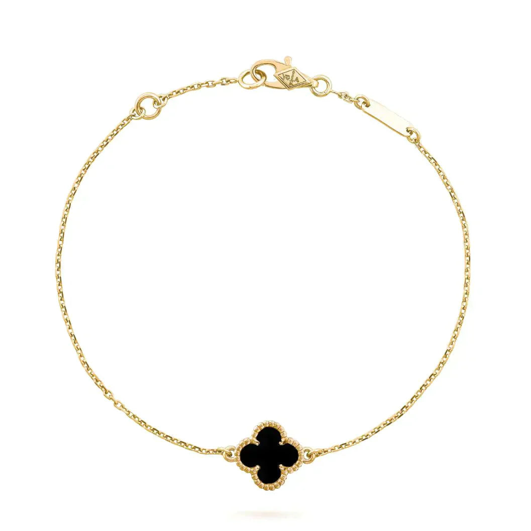 [Royal Jewelry]CLOVER ONYX SINGLE FLOWER BRACELET