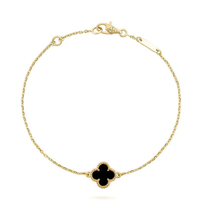 [Royal Jewelry]CLOVER ONYX SINGLE FLOWER BRACELET