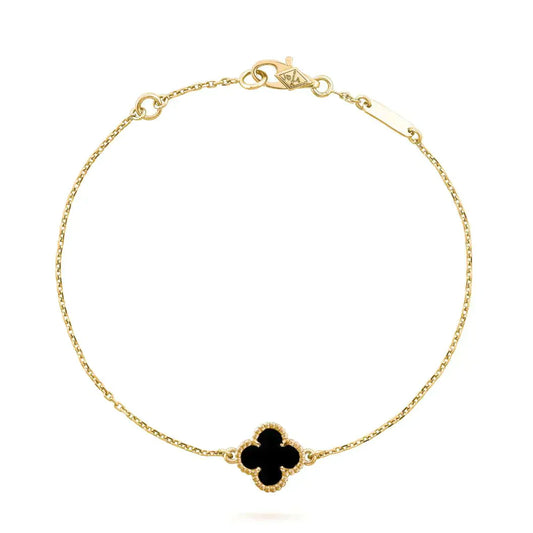 [Royal Jewelry]CLOVER ONYX SINGLE FLOWER BRACELET