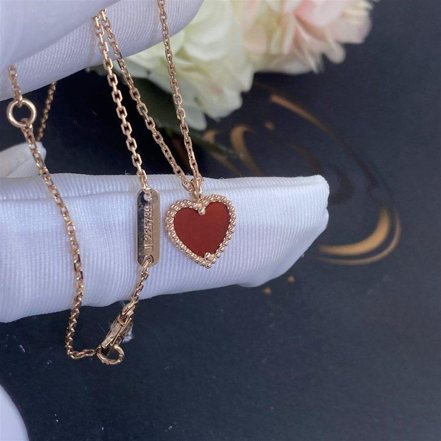 [Royal Jewelry]SWEET CLOVER CARNELIAN HEART NECKLACE