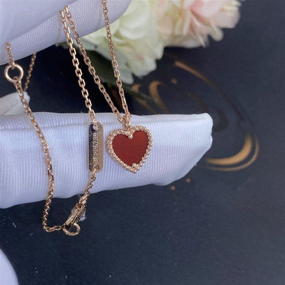 [Royal Jewelry]SWEET CLOVER CARNELIAN HEART NECKLACE