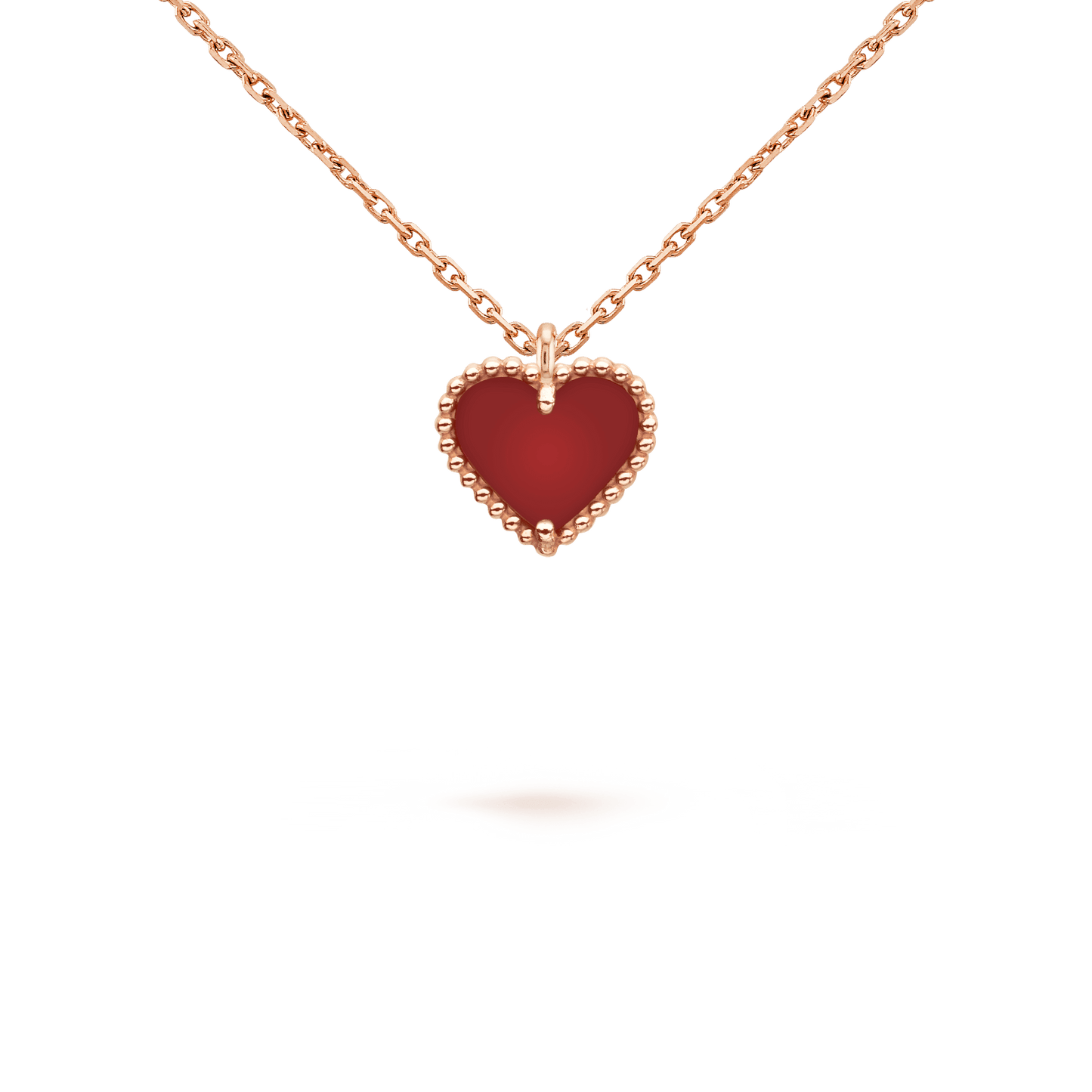 [Royal Jewelry]SWEET CLOVER CARNELIAN HEART NECKLACE