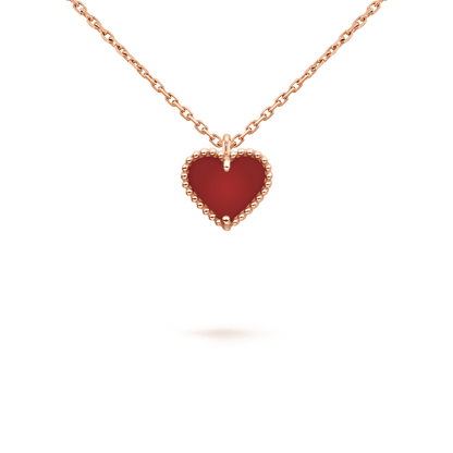 [Royal Jewelry]SWEET CLOVER CARNELIAN HEART NECKLACE