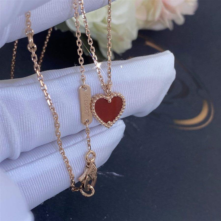 [Royal Jewelry]SWEET CLOVER CARNELIAN HEART NECKLACE