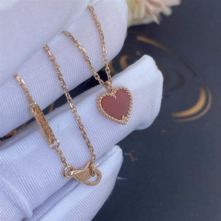 [Royal Jewelry]SWEET CLOVER CARNELIAN HEART NECKLACE
