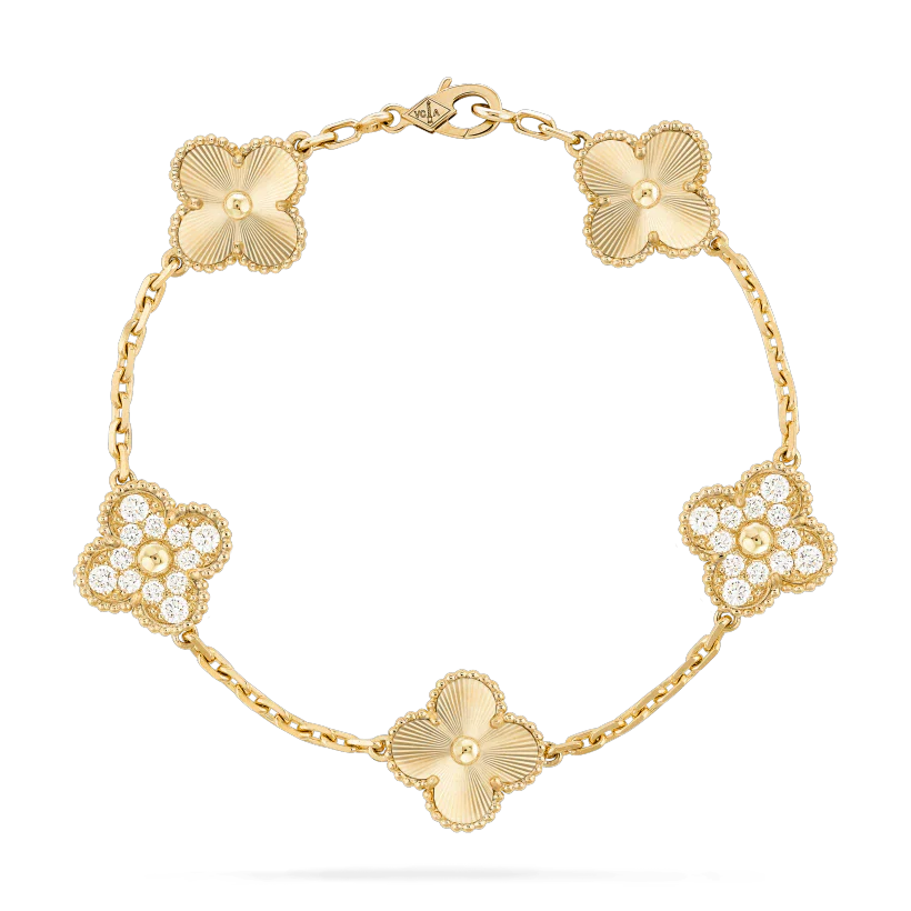 [Royal Jewelry]CLOVER BRACELET 5 MOTIFS GOLD DIAMOND