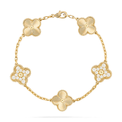 [Royal Jewelry]CLOVER BRACELET 5 MOTIFS GOLD DIAMOND