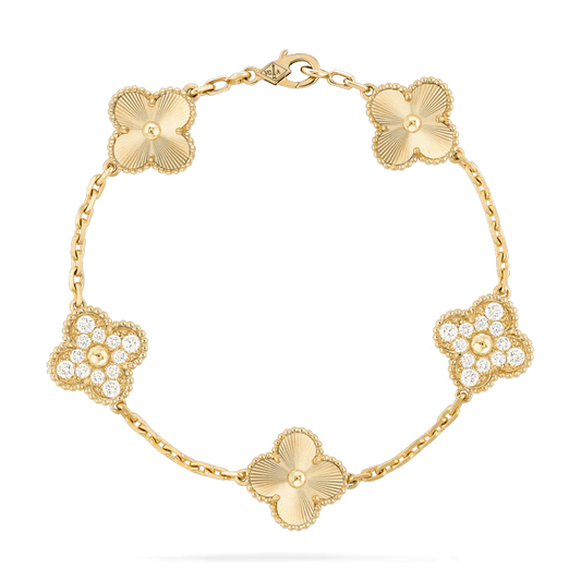 [Royal Jewelry]CLOVER BRACELET 5 MOTIFS GOLD DIAMOND