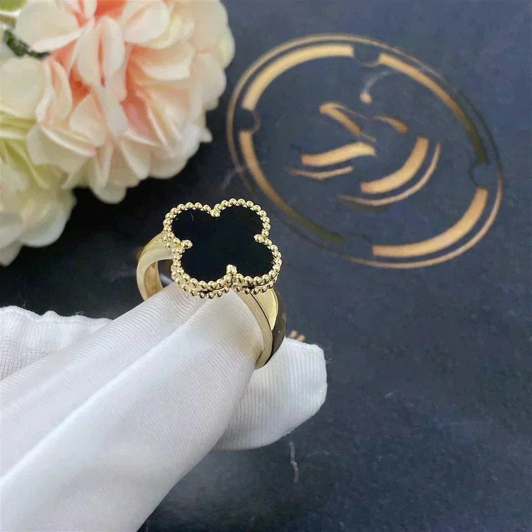[Royal Jewelry]CLOVER ONYX RING