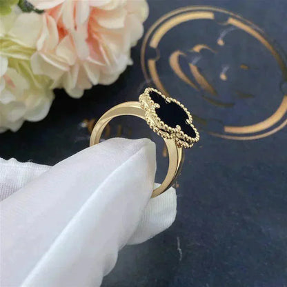 [Royal Jewelry]CLOVER ONYX RING