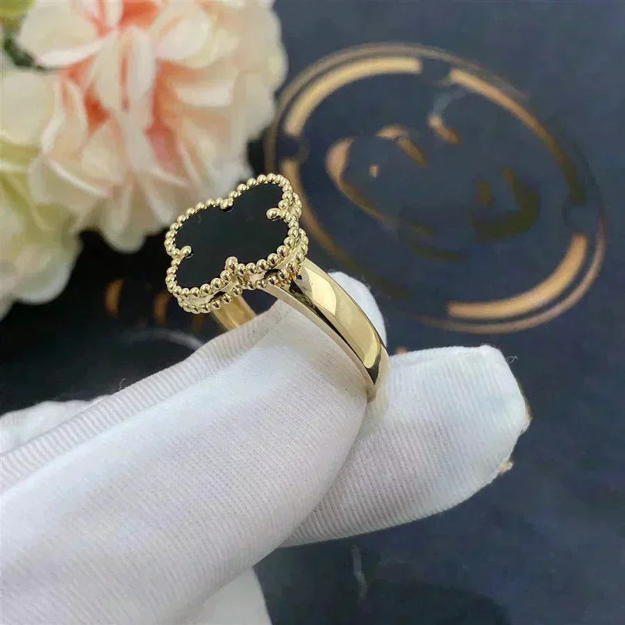 [Royal Jewelry]CLOVER ONYX RING