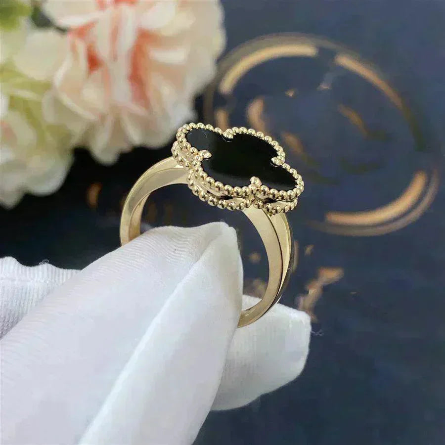 [Royal Jewelry]CLOVER ONYX RING