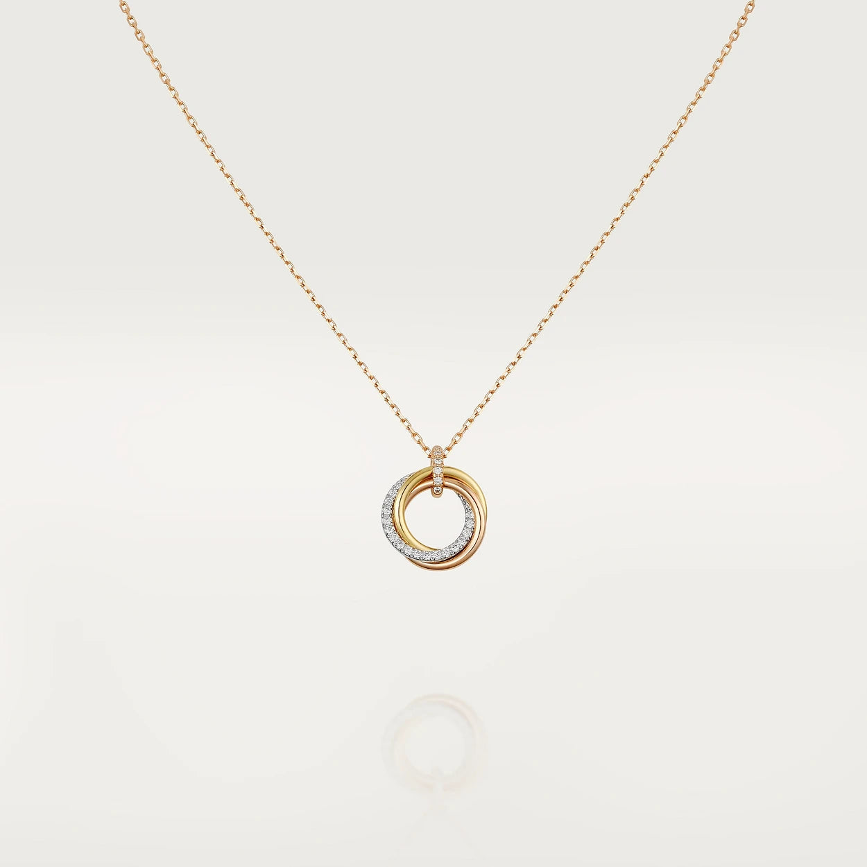 [Royal Jewelry]TRINITY NECKLACE SILVER GOLD PINK GOLD DIAMONDS