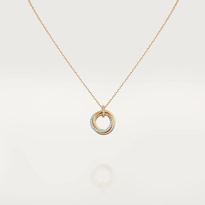 [Royal Jewelry]TRINITY NECKLACE SILVER GOLD PINK GOLD DIAMONDS