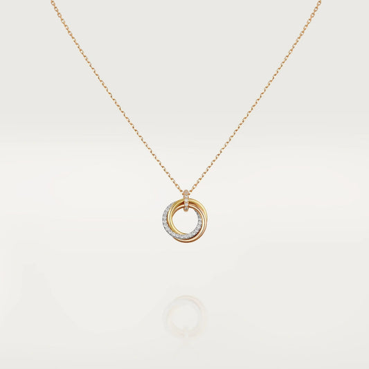 [Royal Jewelry]TRINITY NECKLACE SILVER GOLD PINK GOLD DIAMONDS