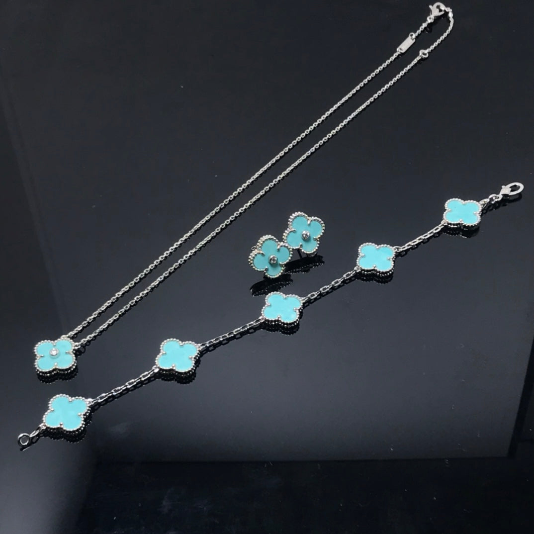 [Royal Jewelry]CLOVER 1 DIAMOND BLUE SKY SILVER EARRINGS