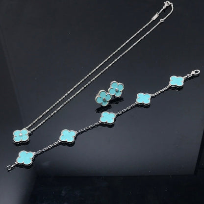 [Royal Jewelry]CLOVER 1 DIAMOND BLUE SKY SILVER EARRINGS