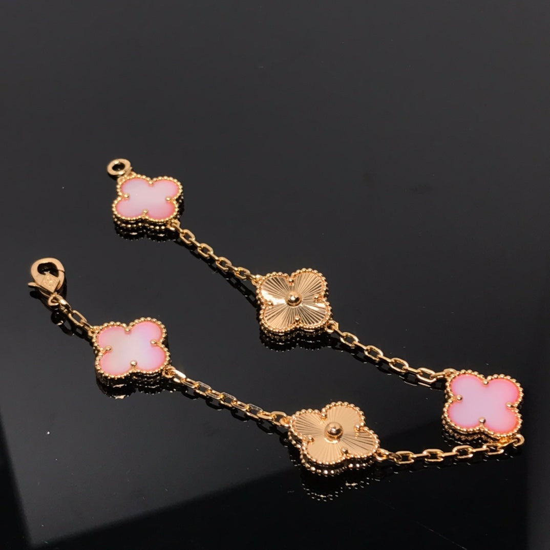 [Royal Jewelry]CLOVER BRACELET 5 MOTIF PINK AND PINK GOLD