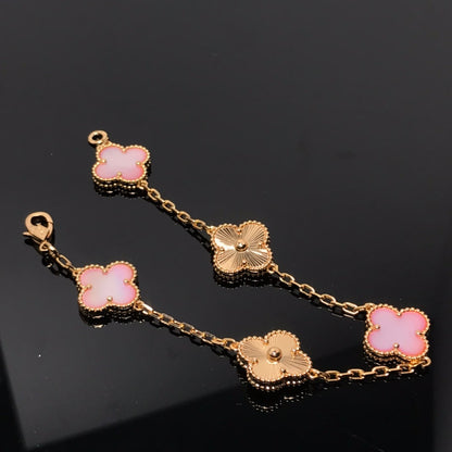 [Royal Jewelry]CLOVER BRACELET 5 MOTIF PINK AND PINK GOLD