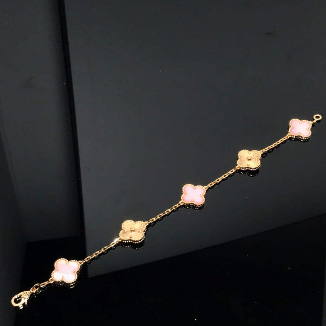 [Royal Jewelry]CLOVER BRACELET 5 MOTIF PINK AND PINK GOLD