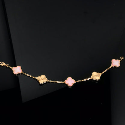 [Royal Jewelry]CLOVER BRACELET 5 MOTIF PINK AND PINK GOLD