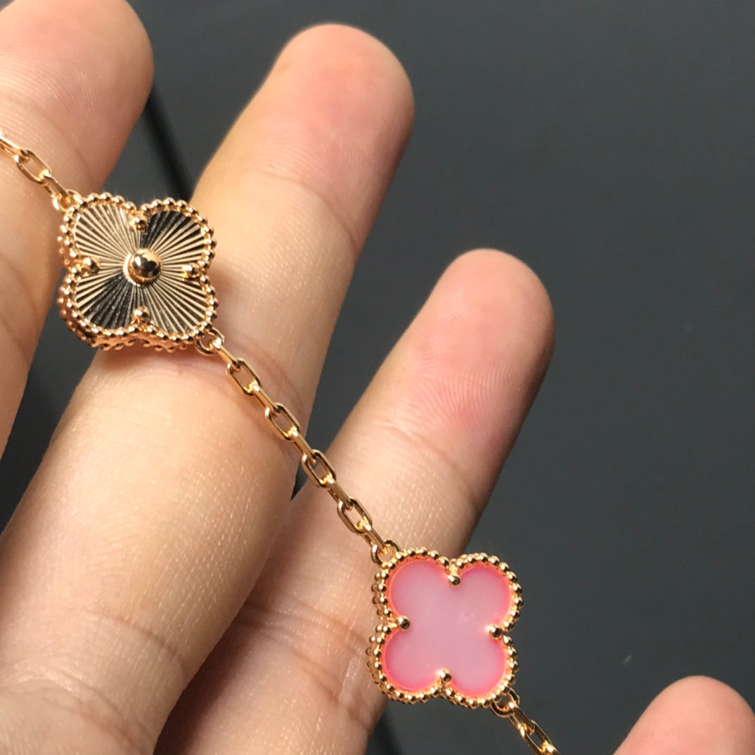 [Royal Jewelry]CLOVER BRACELET 5 MOTIF PINK AND PINK GOLD