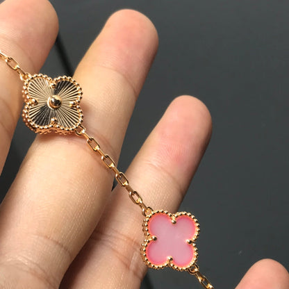 [Royal Jewelry]CLOVER BRACELET 5 MOTIF PINK AND PINK GOLD