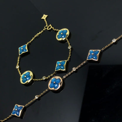 [Royal Jewelry]STAR AND SUN 4 MOTIF BLUE BRACELET