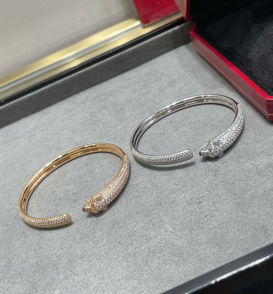 [Royal Jewelry]PANTHERE FULL DIAMOND OPEN BRACELET