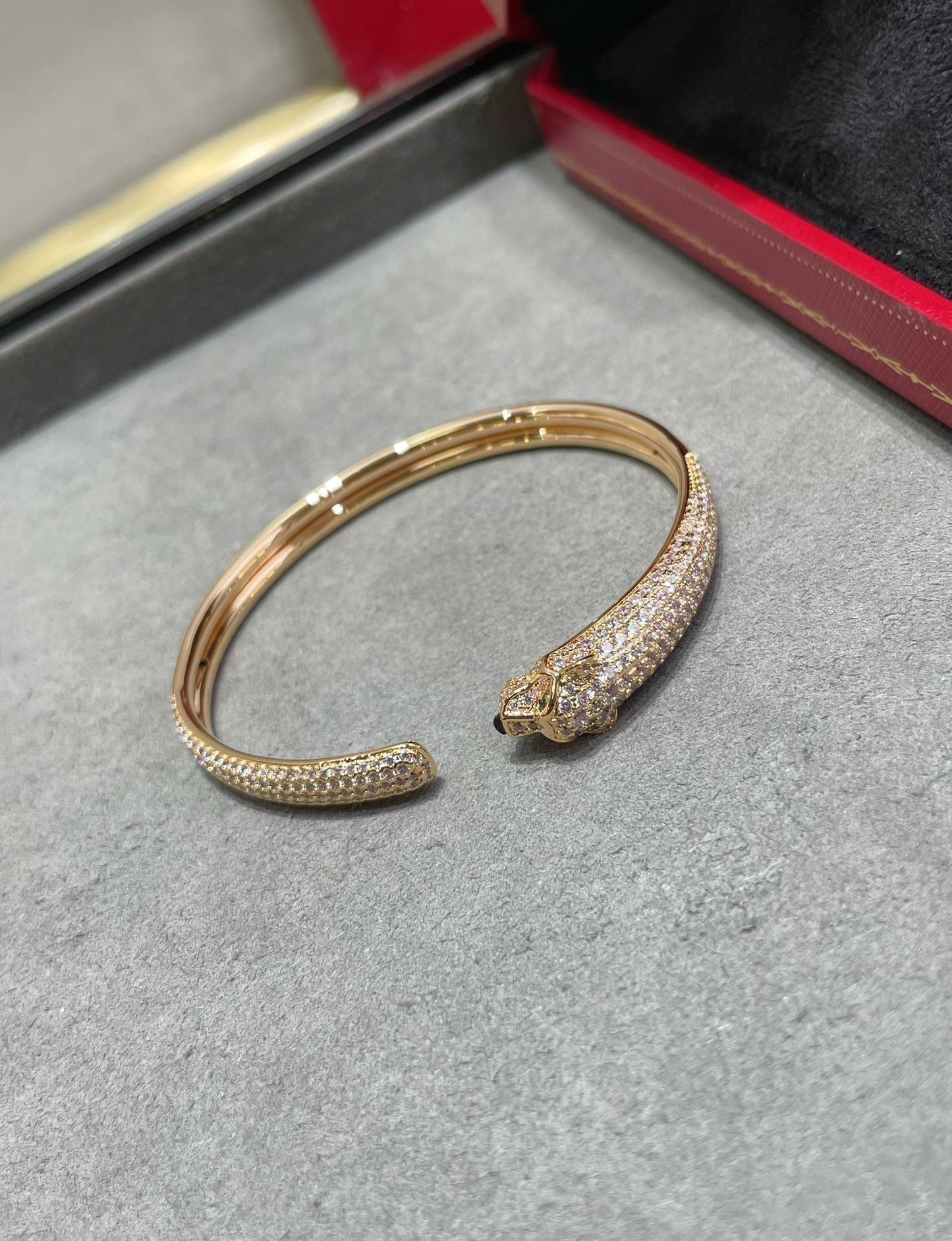 [Royal Jewelry]PANTHERE FULL DIAMOND OPEN BRACELET