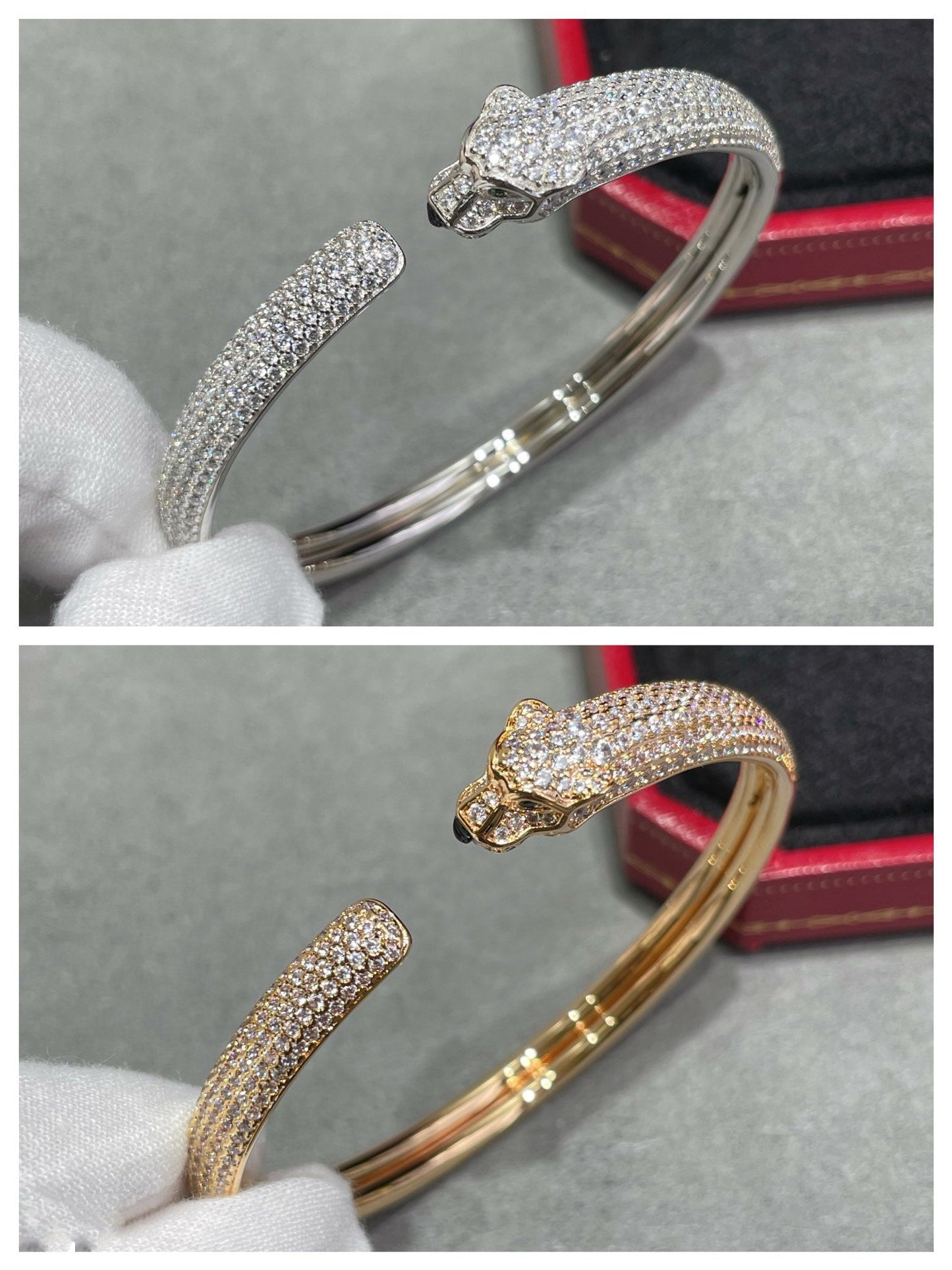 [Royal Jewelry]PANTHERE FULL DIAMOND OPEN BRACELET