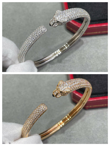 [Royal Jewelry]PANTHERE FULL DIAMOND OPEN BRACELET