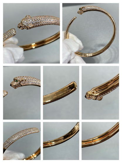[Royal Jewelry]PANTHERE FULL DIAMOND OPEN BRACELET