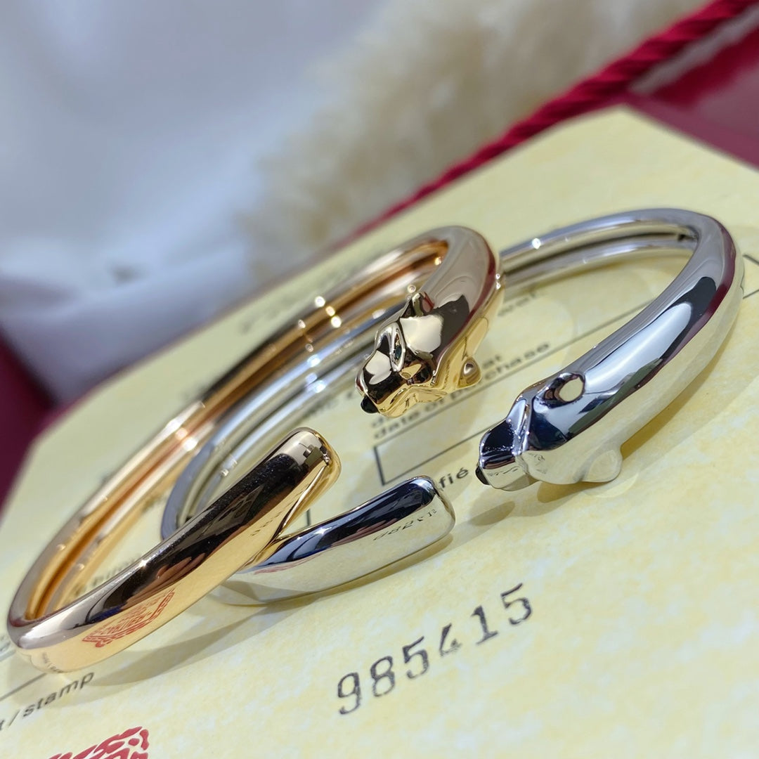 [Royal Jewelry]PANTHERE SILVER OPEN BRACELET