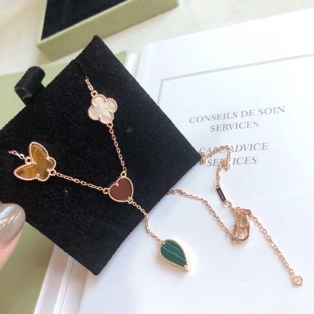[Royal Jewelry]LUCKY SPRING 4 MOTIFS ROSE GOLD NECKLACE