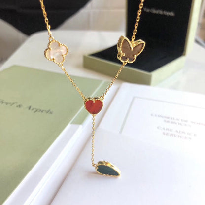 [Royal Jewelry]LUCKY SPRING 4 MOTIFS ROSE GOLD NECKLACE