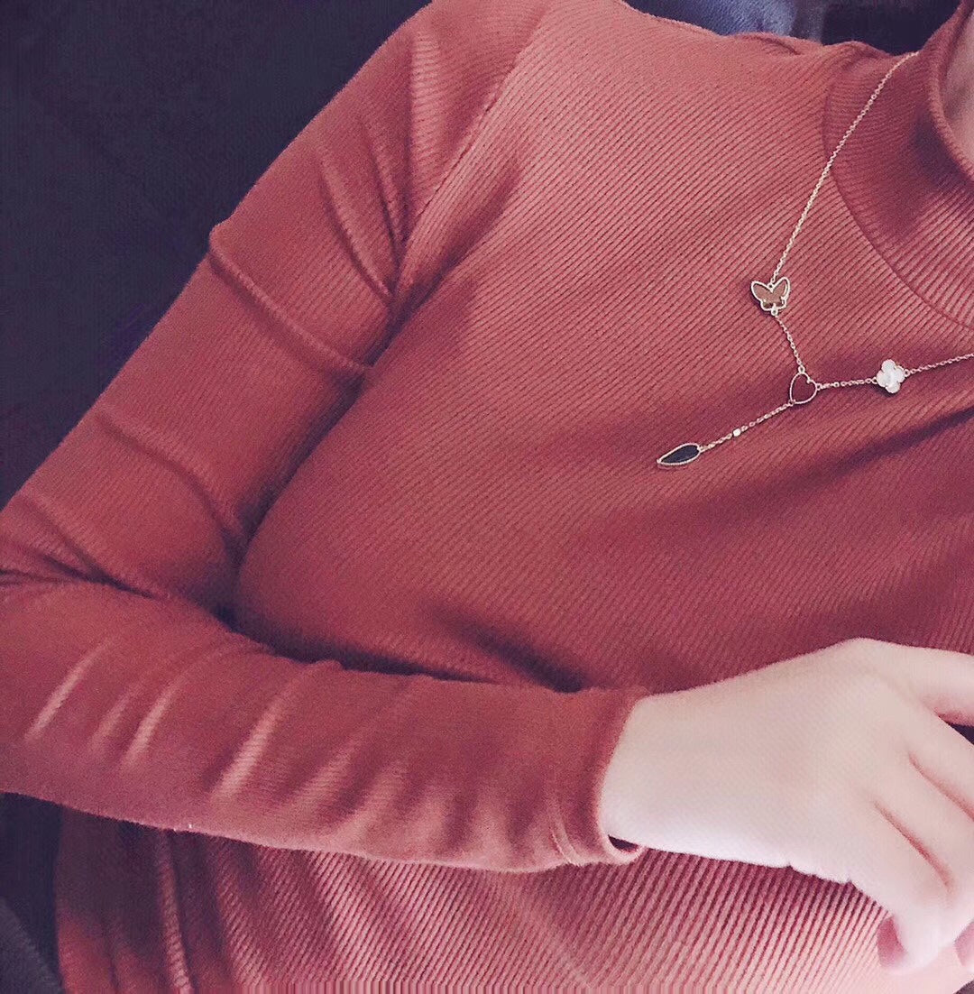 [Royal Jewelry]LUCKY SPRING 4 MOTIFS ROSE GOLD NECKLACE