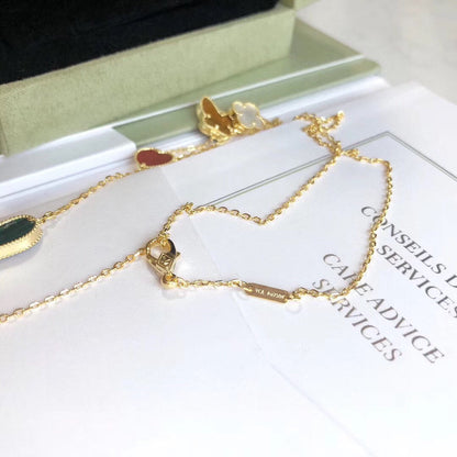 [Royal Jewelry]LUCKY SPRING 4 MOTIFS ROSE GOLD NECKLACE