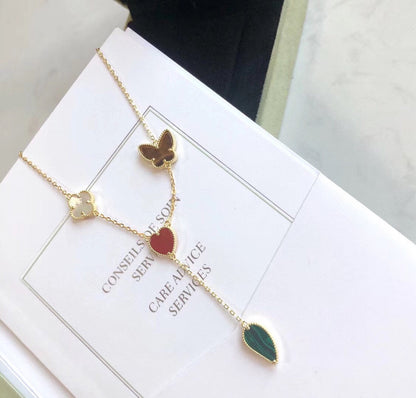[Royal Jewelry]LUCKY SPRING 4 MOTIFS ROSE GOLD NECKLACE