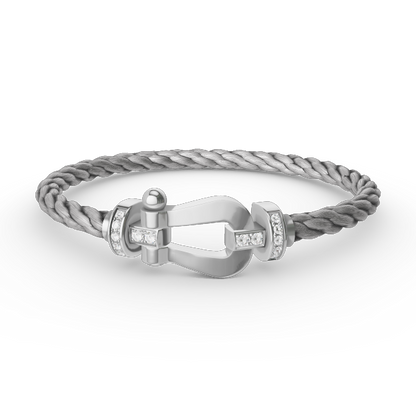 [Royal Jewelry]FORCE LARGE HORSESHOE HALF DIAMOND BRACELET SILVER