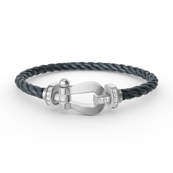 [Royal Jewelry]FORCE LARGE HORSESHOE HALF DIAMOND BRACELET SILVER