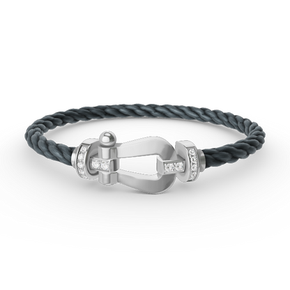 [Royal Jewelry]FORCE LARGE HORSESHOE HALF DIAMOND BRACELET SILVER