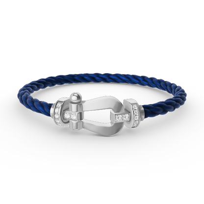 [Royal Jewelry]FORCE LARGE HORSESHOE HALF DIAMOND BRACELET SILVER