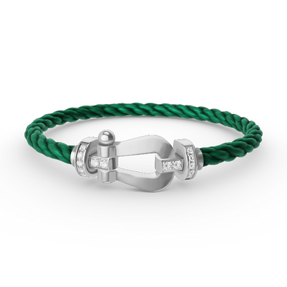 [Royal Jewelry]FORCE LARGE HORSESHOE HALF DIAMOND BRACELET SILVER