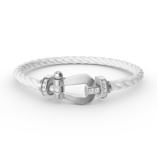 [Royal Jewelry]FORCE LARGE HORSESHOE HALF DIAMOND BRACELET SILVER