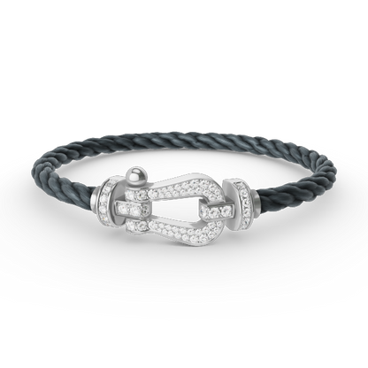 [Royal Jewelry]FORCE LARGE HORSESHOE FULL DIAMOND BRACELET SILVER
