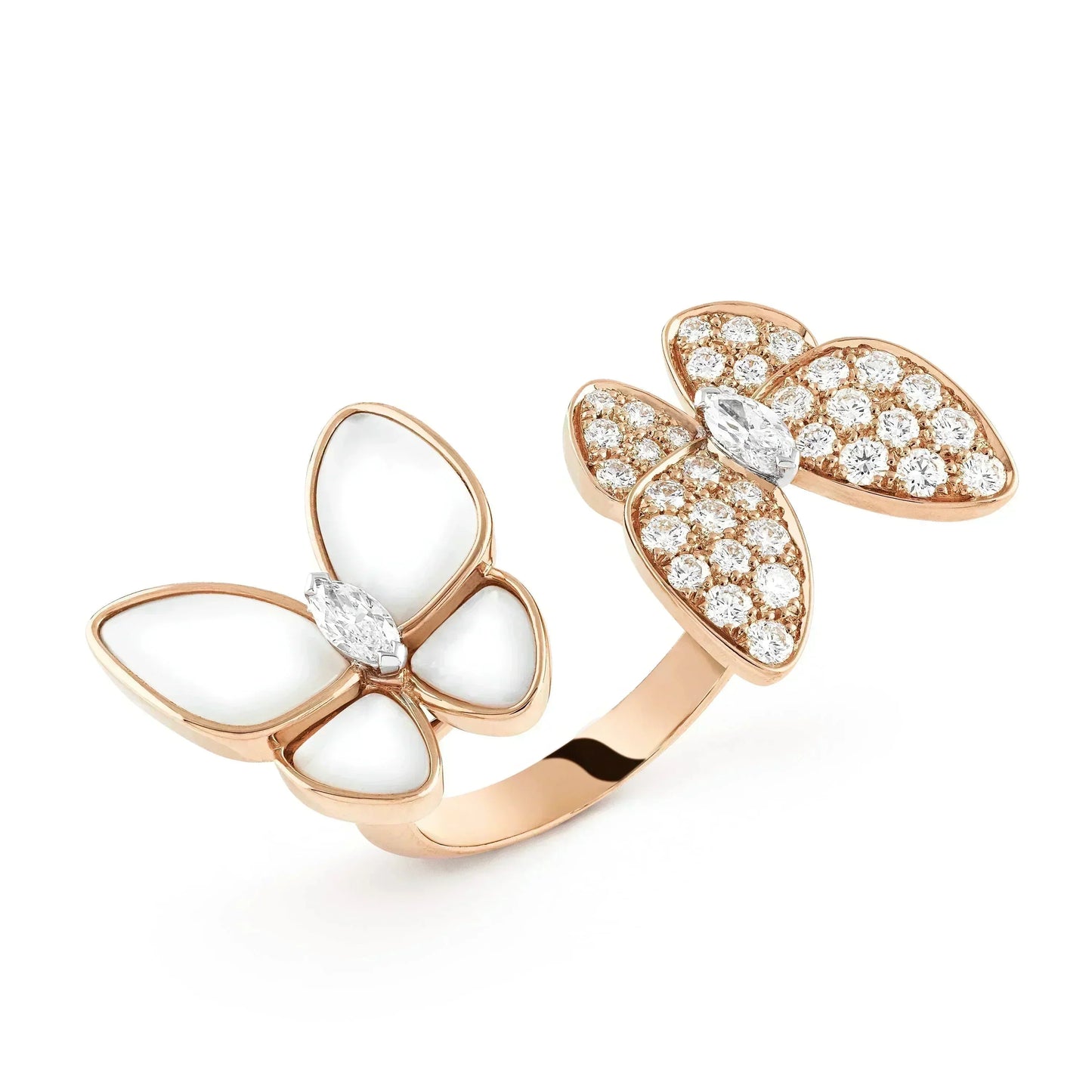 [Royal Jewelry]TWIN BUTTERFLY DIAMOND MOP RING