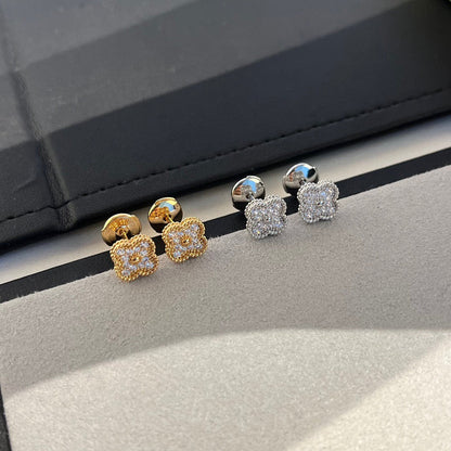 [Royal Jewelry]CLOVER MINI DIAMOND STUD EARRINGS