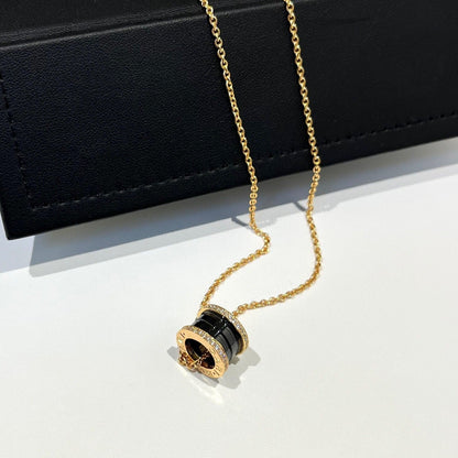 [Royal Jewelry]ZERO 1 BLACK CERAMIC DIAMOND PINK GOLD NECKLACE