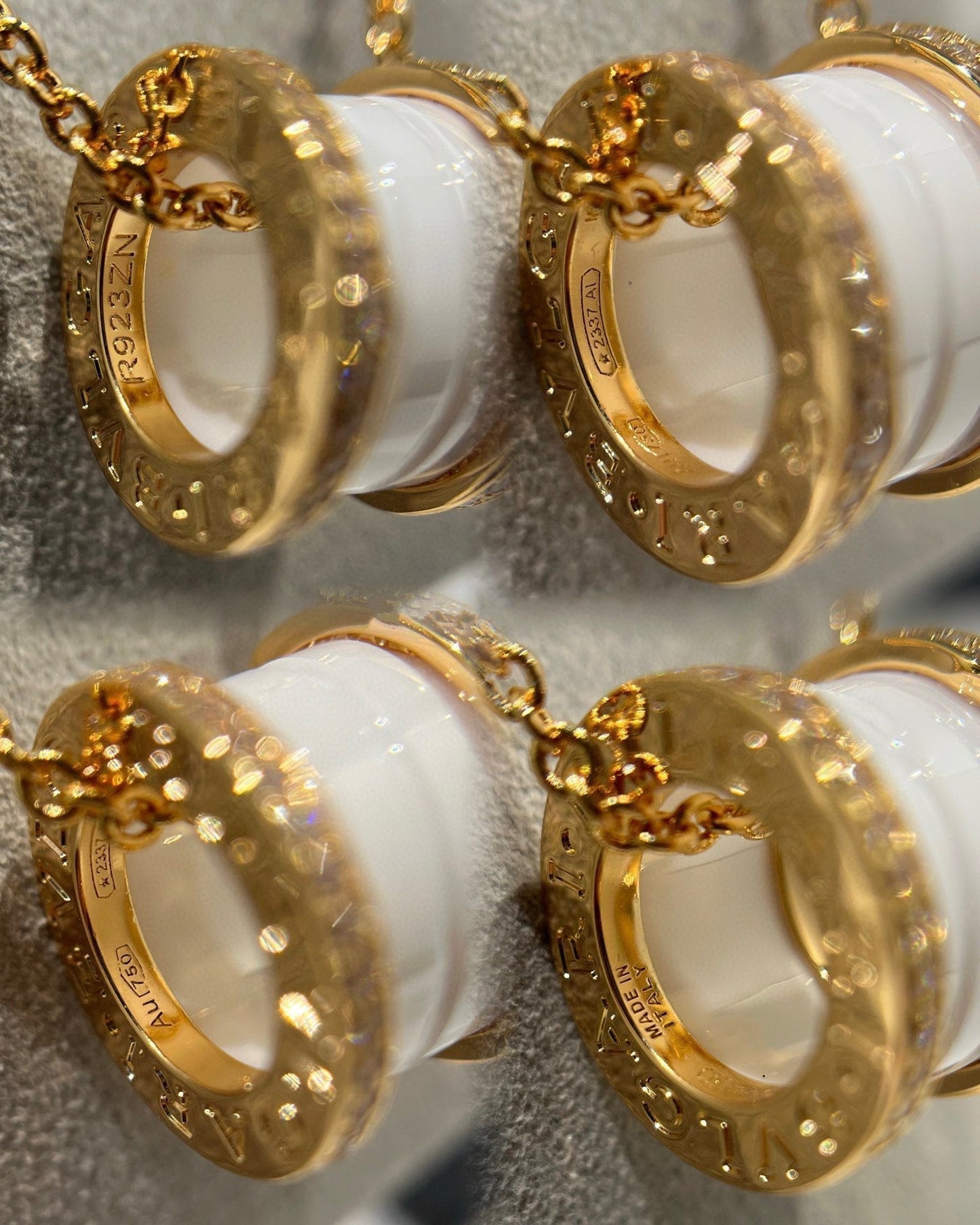 [Royal Jewelry]ZERO 1 WHITE CERAMIC DIAMOND PINK GOLD NECKLACE
